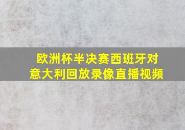 欧洲杯半决赛西班牙对意大利回放录像直播视频