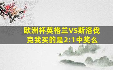 欧洲杯英格兰VS斯洛伐克我买的是2:1中奖么