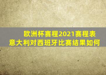 欧洲杯赛程2021赛程表意大利对西班牙比赛结果如何