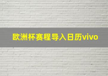 欧洲杯赛程导入日历vivo