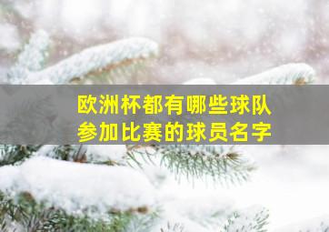 欧洲杯都有哪些球队参加比赛的球员名字