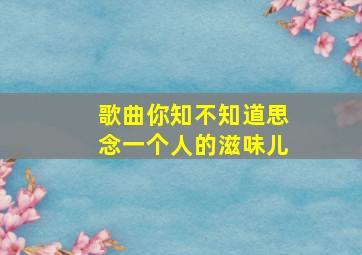 歌曲你知不知道思念一个人的滋味儿