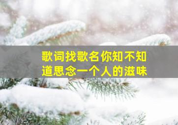 歌词找歌名你知不知道思念一个人的滋味