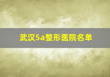 武汉5a整形医院名单