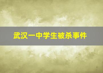 武汉一中学生被杀事件