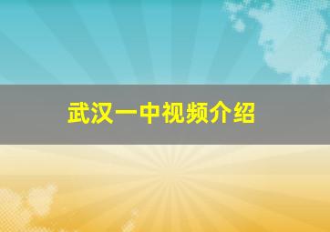 武汉一中视频介绍