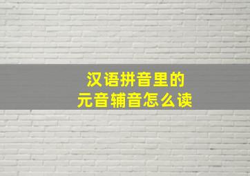 汉语拼音里的元音辅音怎么读