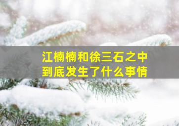 江楠楠和徐三石之中到底发生了什么事情