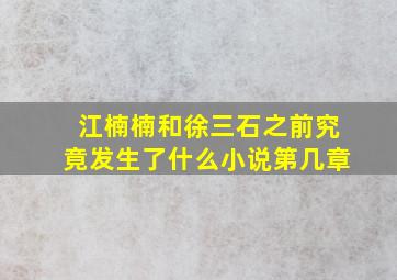 江楠楠和徐三石之前究竟发生了什么小说第几章