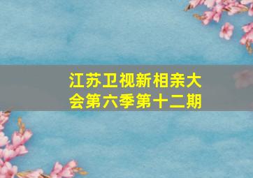 江苏卫视新相亲大会第六季第十二期