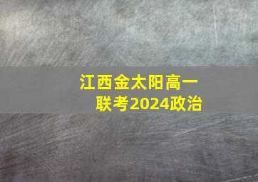 江西金太阳高一联考2024政治