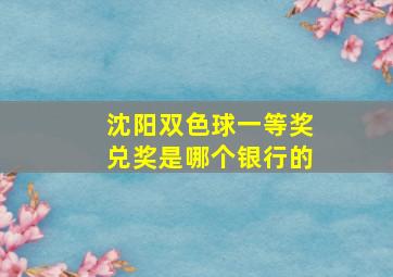 沈阳双色球一等奖兑奖是哪个银行的