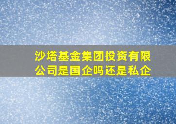 沙塔基金集团投资有限公司是国企吗还是私企