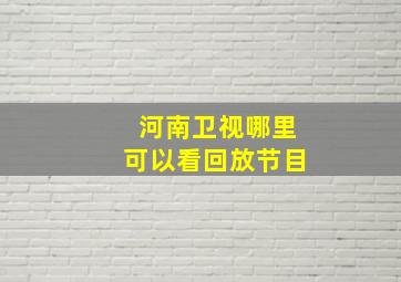 河南卫视哪里可以看回放节目