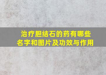 治疗胆结石的药有哪些名字和图片及功效与作用