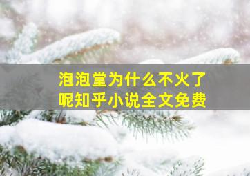 泡泡堂为什么不火了呢知乎小说全文免费