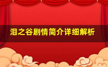 泪之谷剧情简介详细解析