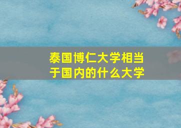 泰国博仁大学相当于国内的什么大学