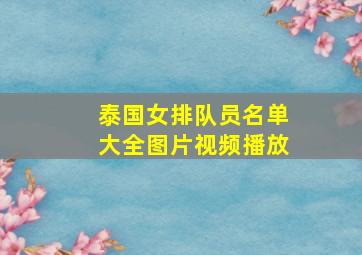 泰国女排队员名单大全图片视频播放