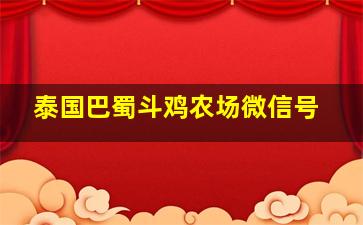 泰国巴蜀斗鸡农场微信号