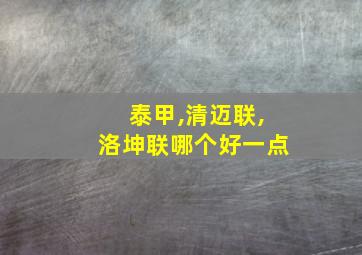 泰甲,清迈联,洛坤联哪个好一点