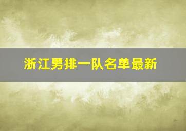 浙江男排一队名单最新