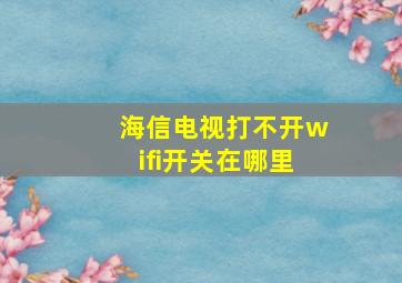 海信电视打不开wifi开关在哪里