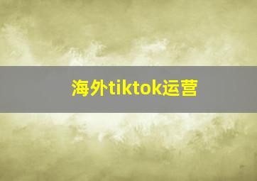 海外tiktok运营