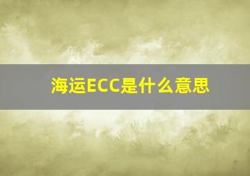 海运ECC是什么意思