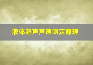 液体超声声速测定原理