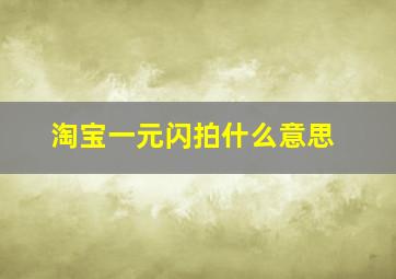 淘宝一元闪拍什么意思