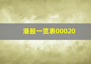 港股一览表00020