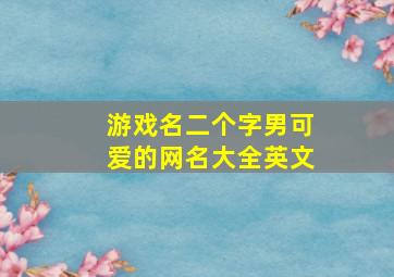 游戏名二个字男可爱的网名大全英文