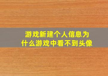 游戏新建个人信息为什么游戏中看不到头像