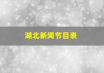 湖北新闻节目表