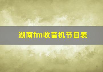 湖南fm收音机节目表