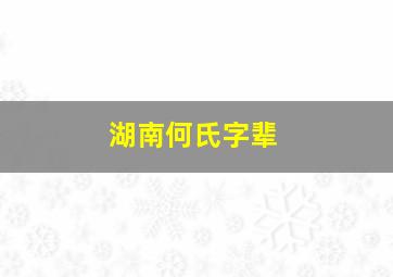 湖南何氏字辈