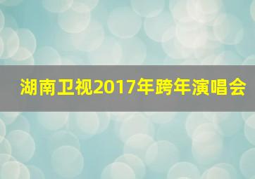 湖南卫视2017年跨年演唱会