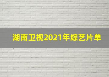 湖南卫视2021年综艺片单