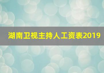 湖南卫视主持人工资表2019