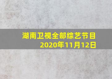 湖南卫视全部综艺节目2020年11月12日