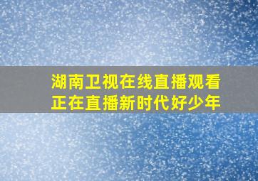 湖南卫视在线直播观看正在直播新时代好少年