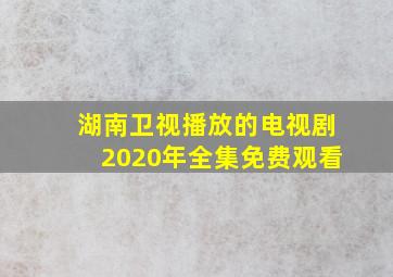 湖南卫视播放的电视剧2020年全集免费观看