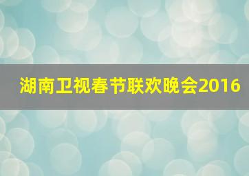 湖南卫视春节联欢晚会2016