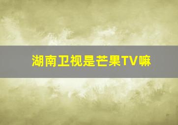 湖南卫视是芒果TV嘛