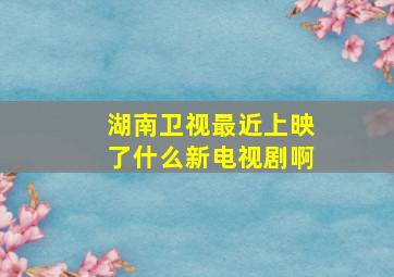 湖南卫视最近上映了什么新电视剧啊