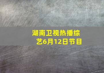 湖南卫视热播综艺6月12日节目