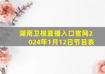 湖南卫视直播入口官网2024年1月12日节目表