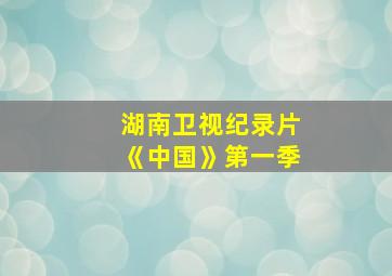 湖南卫视纪录片《中国》第一季