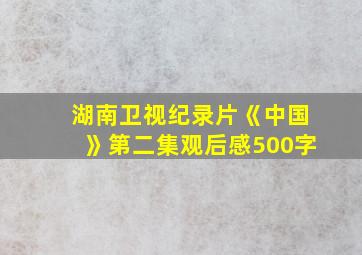 湖南卫视纪录片《中国》第二集观后感500字